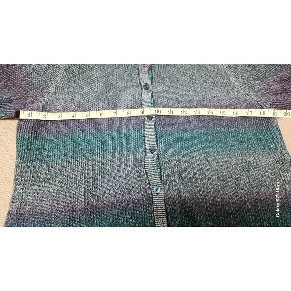 CJ Banks VTG  Multi Color Ombre Striped Sweater  Pearlized Buttons Womens  Small - Picture 5 of 10